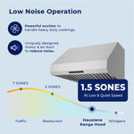 Hauslane Stainless Steel PRO Series 36" Versatile Under Cabinet or Wall Mounted Range Hood with Smart App Control - PRO500SS-36--
