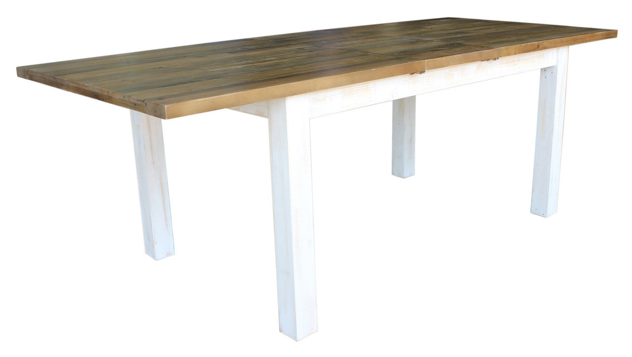 Borsgade Reclaimed Pine Extension Dining Table - Antique White/Rustic Natural