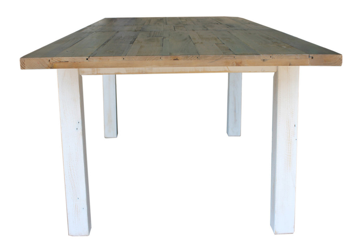 Borsgade Reclaimed Pine Extension Dining Table - Antique White/Rustic Natural
