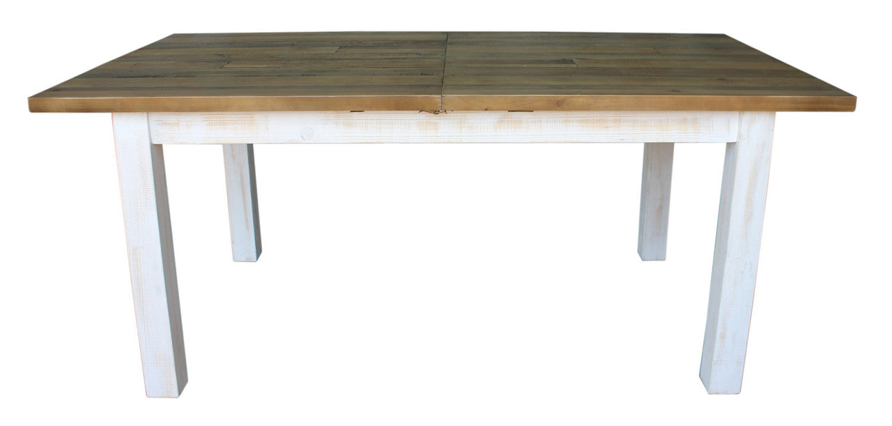 Borsgade Reclaimed Pine Extension Dining Table - Antique White/Rustic Natural