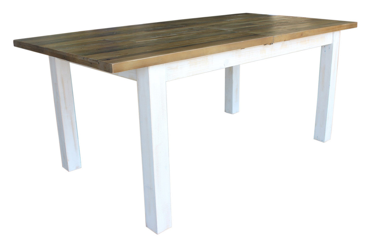 Borsgade Reclaimed Pine Extension Dining Table - Antique White/Rustic Natural