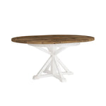 Borsgade Reclaimed Pine Round Extension Dining Table - Antique White/Rustic Natural
