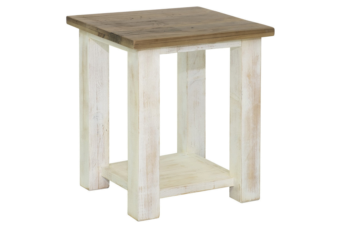 Borsgade Reclaimed Pine End Table - Antique White/Rustic Natural