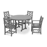 POLYWOOD® Chippendale 5-Piece Round Dining Set - Slate Grey