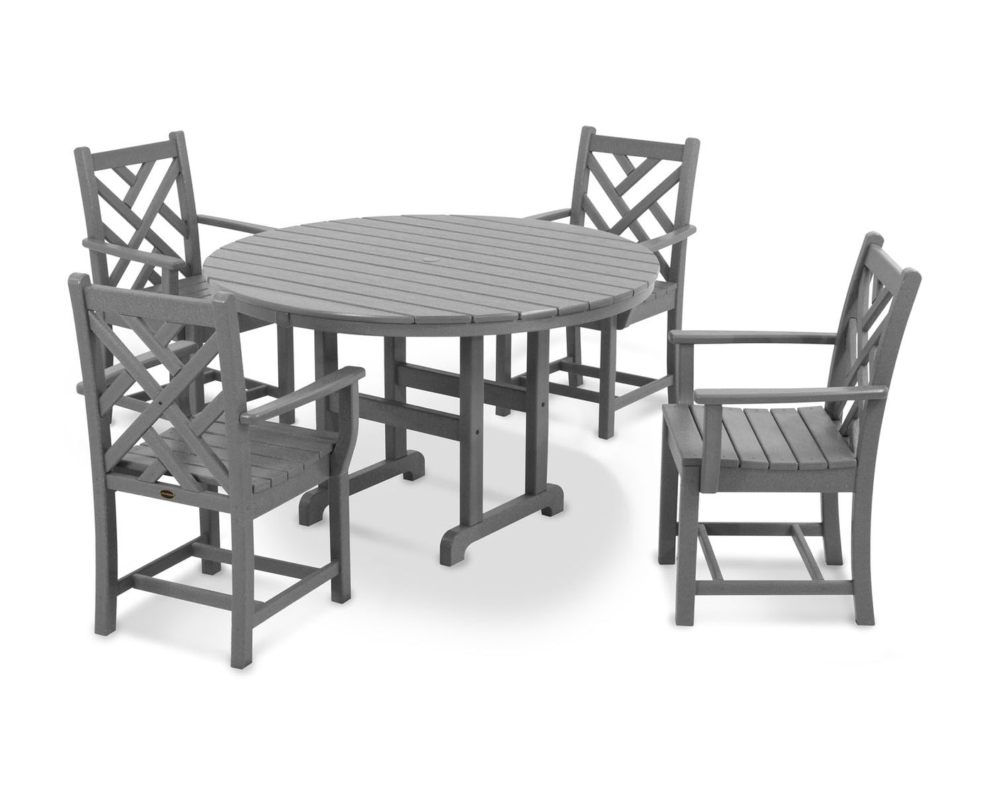 POLYWOOD® Chippendale 5-Piece Round Dining Set - Slate Grey