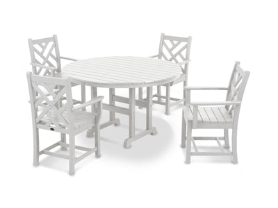 POLYWOOD® Chippendale 5-Piece Round Dining Set - White