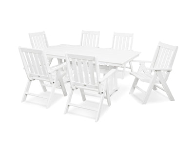 POLYWOOD® Vineyard 7-Piece Farmhouse Folding Dining Set - White