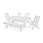 POLYWOOD® Vineyard 6-Piece Farmhouse Folding Dining Set with Bench - White