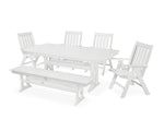 POLYWOOD® Vineyard 6-Piece Farmhouse Folding Dining Set with Bench - White