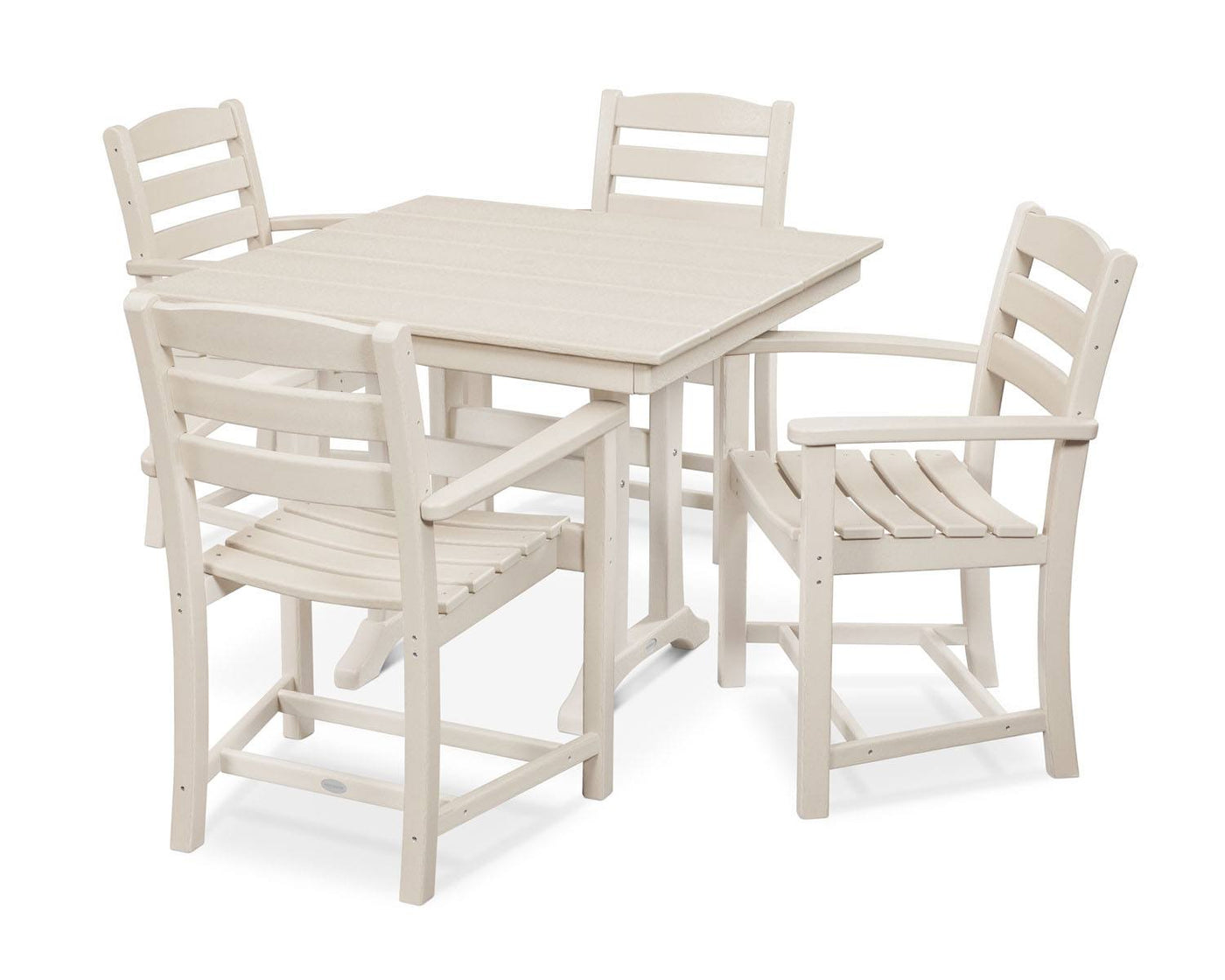 POLYWOOD® La Casa Café 5-Piece Farmhouse Arm Chair Dining Set - Sand