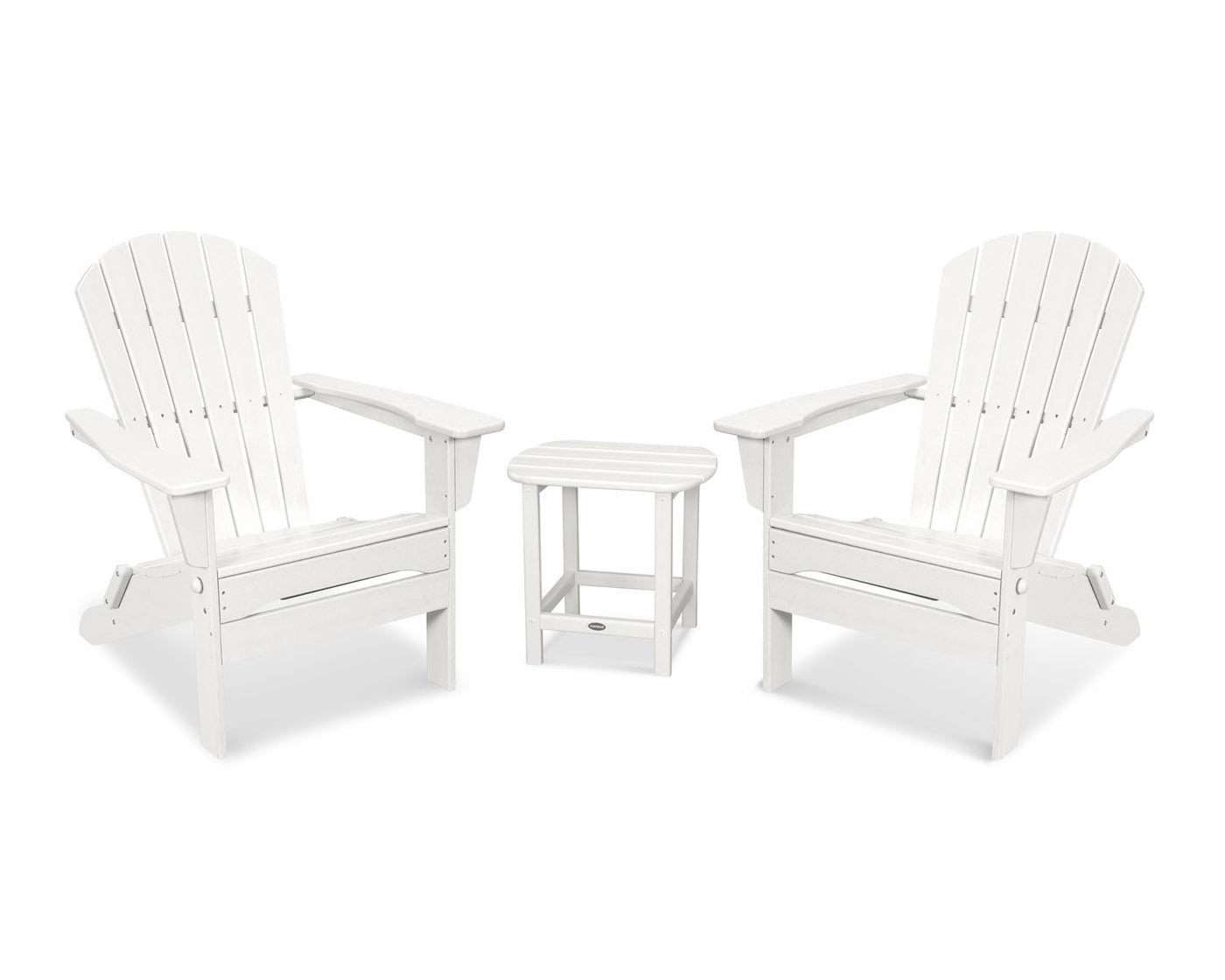 POLYWOOD® South Beach 3-Piece Folding Adirondack Set - White