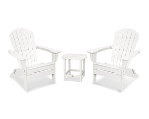 POLYWOOD® South Beach 3-Piece Folding Adirondack Set - White