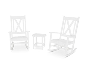 POLYWOOD® Braxton 3-Piece Porch Rocking Chair Set - White