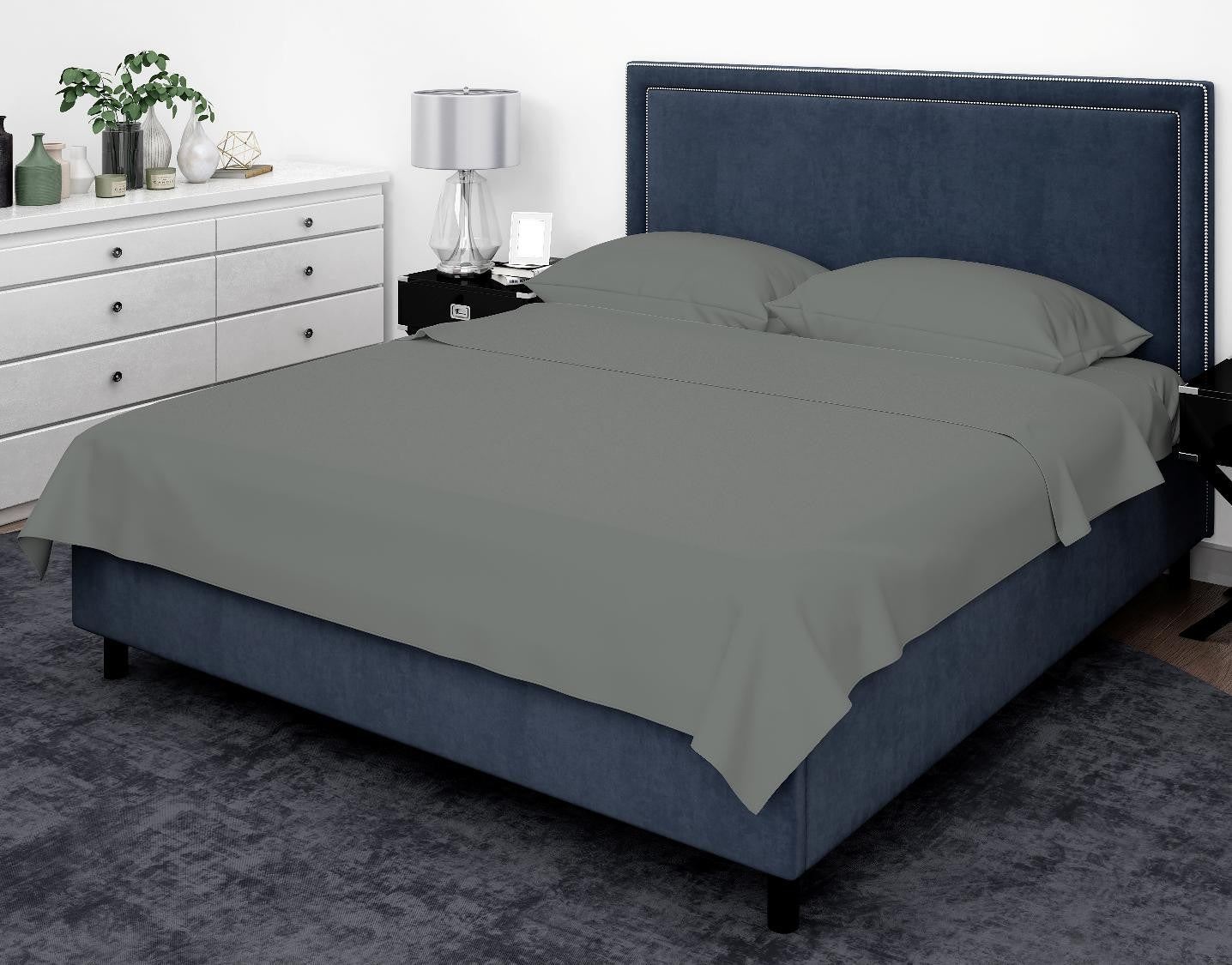 Cotton House 100% Cotton Pima Twin Sheet Set - 500 Thread Count Charcoal Grey