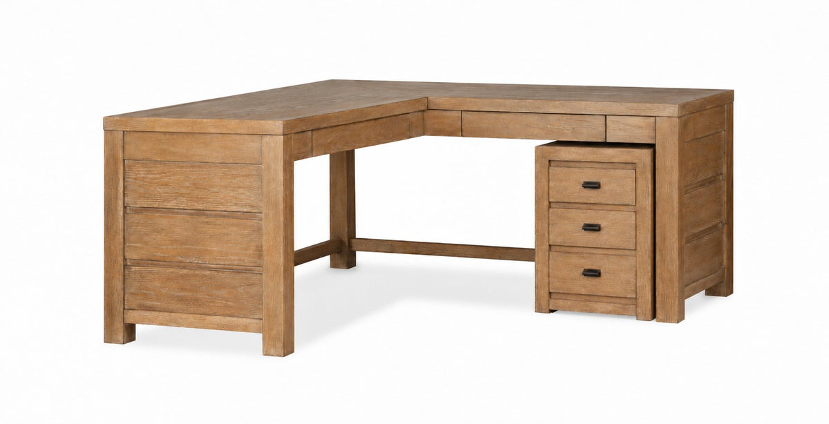 Plum Creek 70" Corner Desk and Filing Cabinet Set - Sierra Brown