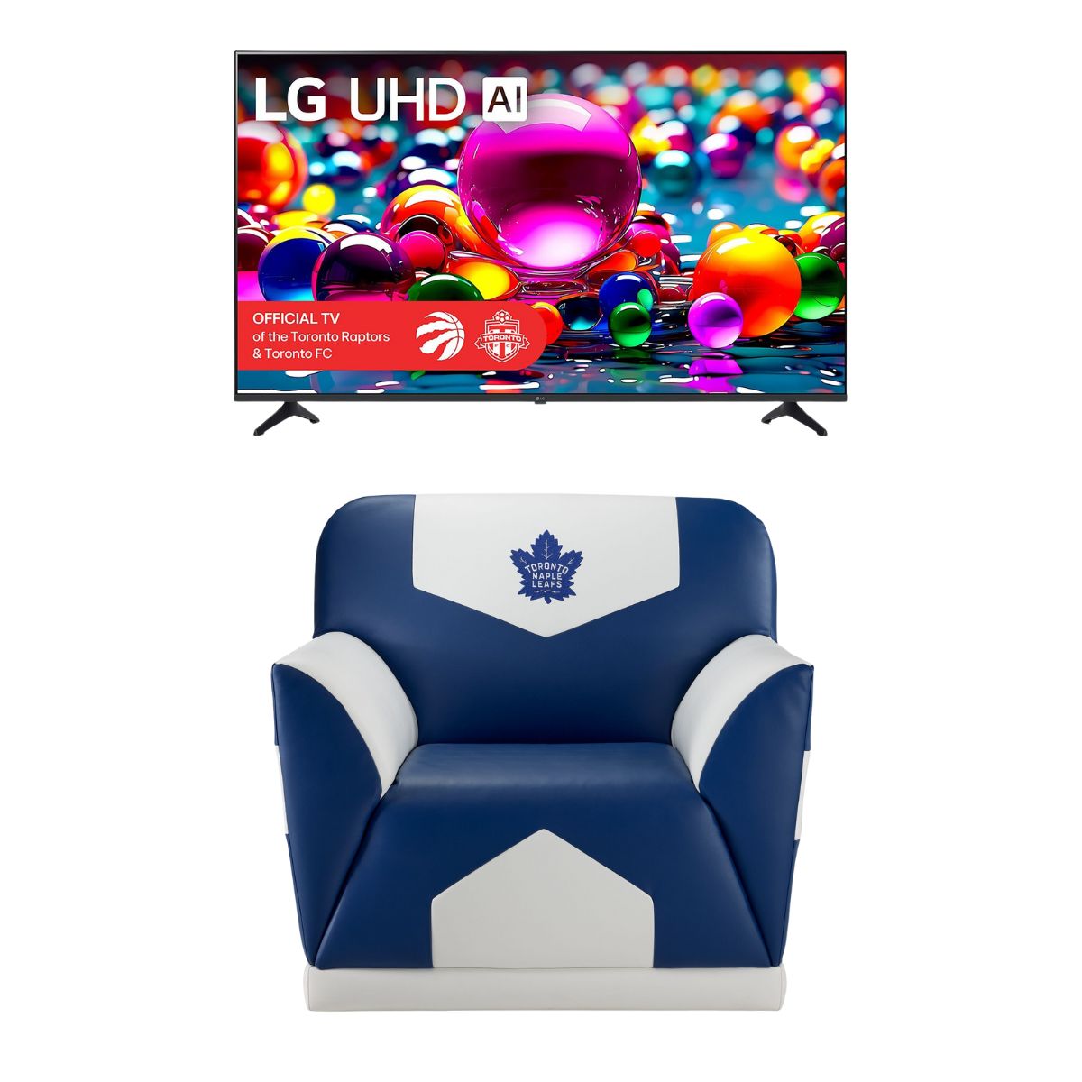 Power Play Package LG 75" 4K Smart UHD TV and Toronto Maple Leafs Chair