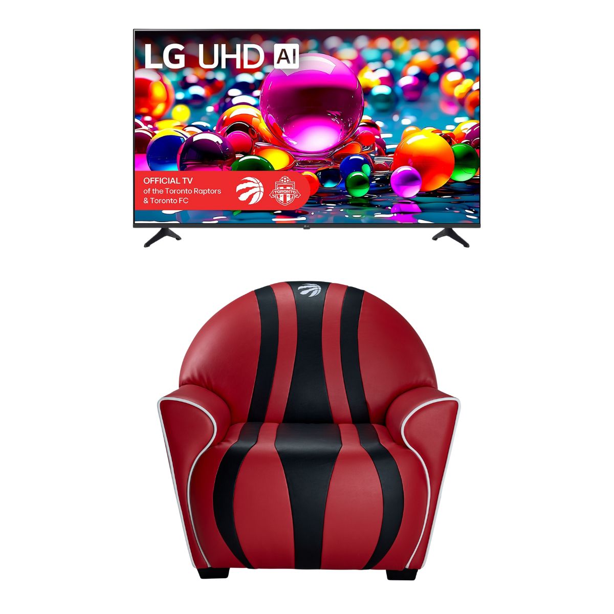 Power Play Package LG 75" 4K Smart UHD TV and Raptors Chair