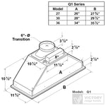VICTORY Stainless Steel 30" 600 CFM Range Hood Insert - Q1-30--