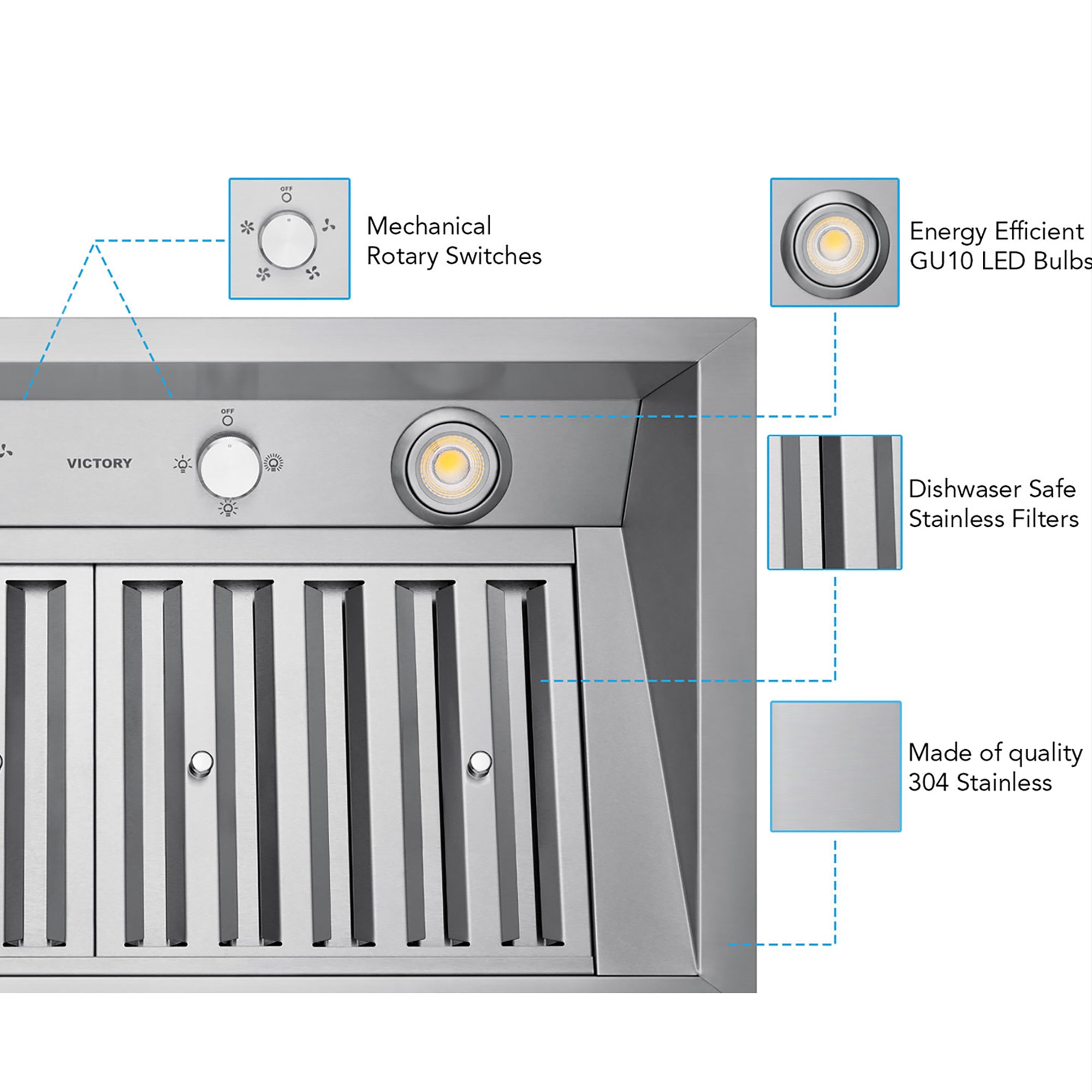 VICTORY Stainless Steel 42-Inch 700 CFM Insert Range Hood - Q2-42