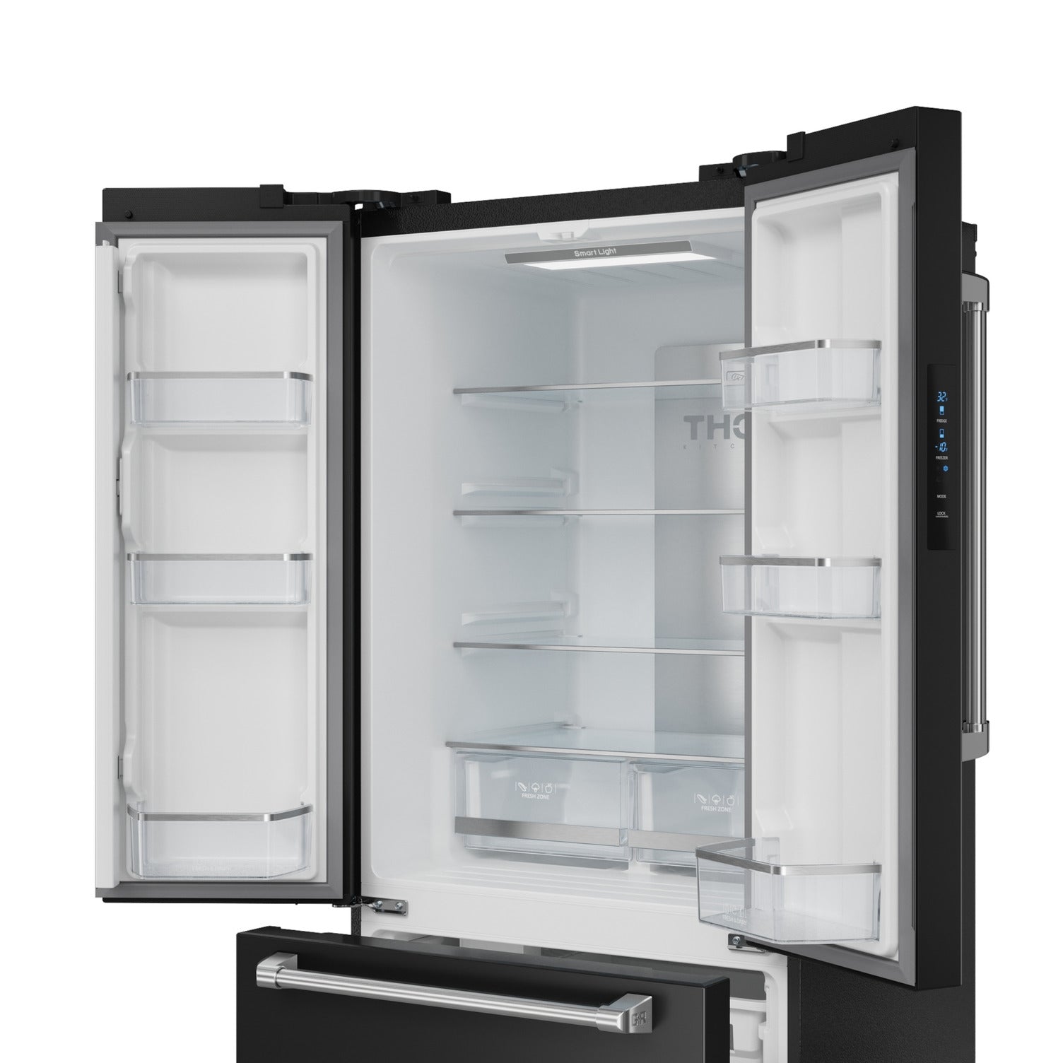 Thor Kitchen - Gordon Ramsay Collection 30" 17.5 Cu. Ft. Matte Black Counter-Depth French Door Refrigerator with Ice Maker - RF3017FFD00-SS