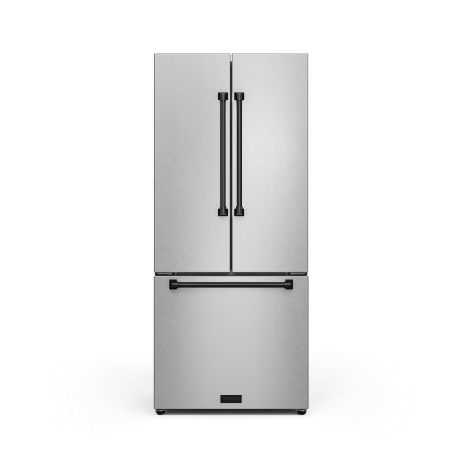 Thor Kitchen - Gordon Ramsay Collection 30" 17.5 Cu. Ft. Stainless Steel Counter-Depth French Door Refrigerator with Ice Maker - RF3017FFD99-BLK