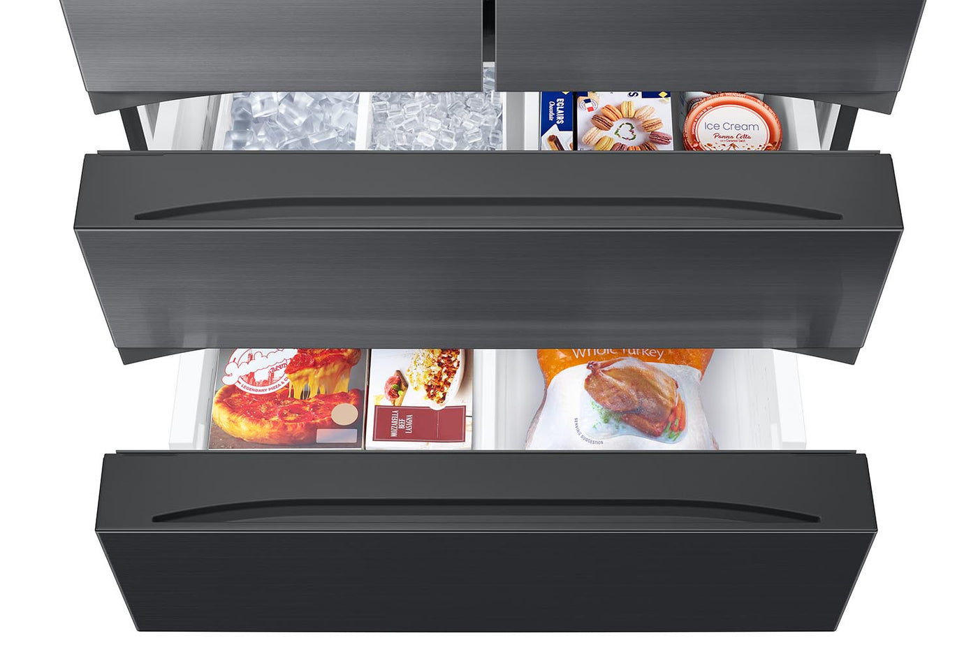 Samsung Matte Black Stainless Steel 36" 4-Door Refrigerator with Double Freezer (30cu.ft) - RF31CG7400MTAA