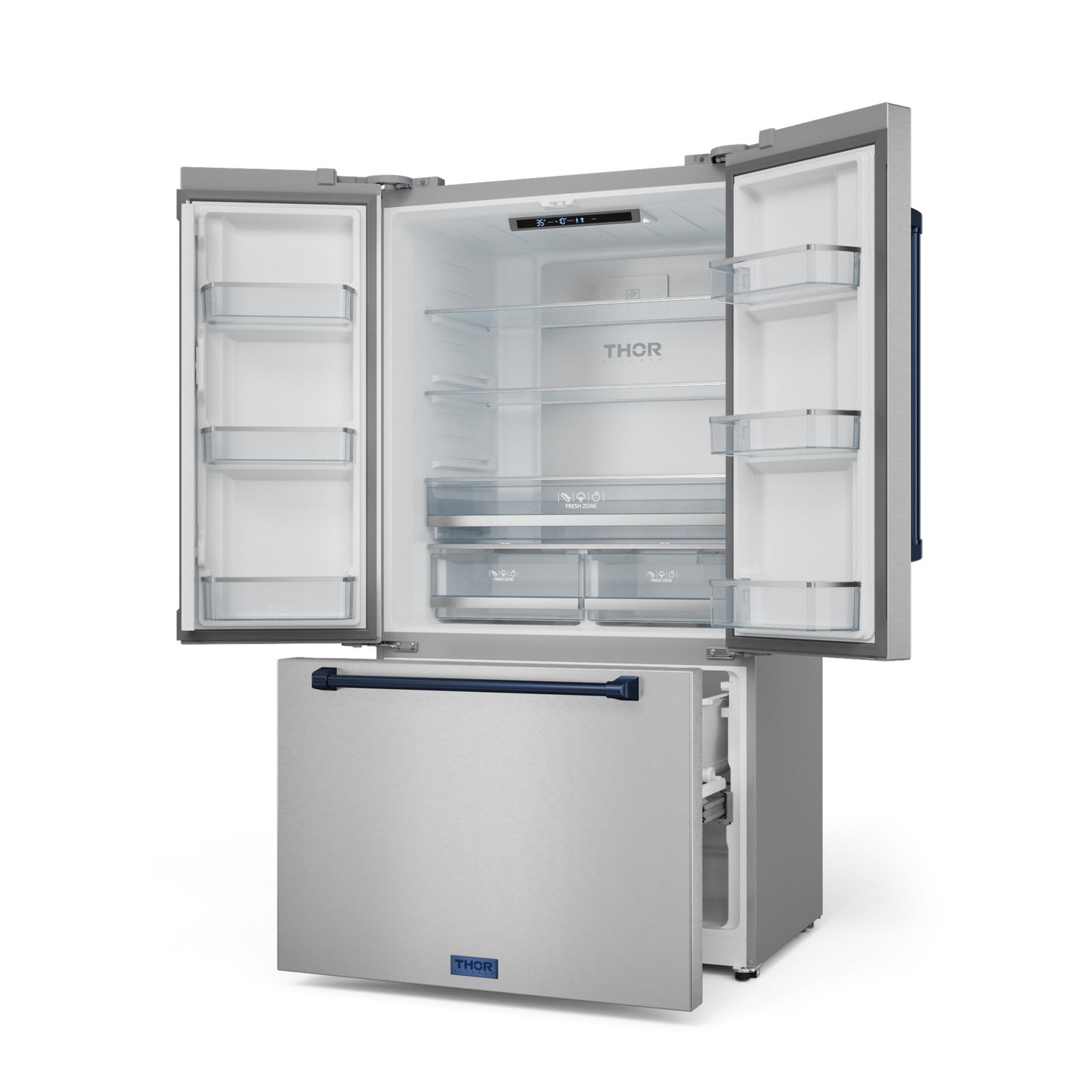 Thor Kitchen - Gordon Ramsay Collection 36" 20.3 Cu. Ft. Stainless Steel Counter-Depth French Door Refrigerator with Ice Maker - RF3621CTD99-BLU