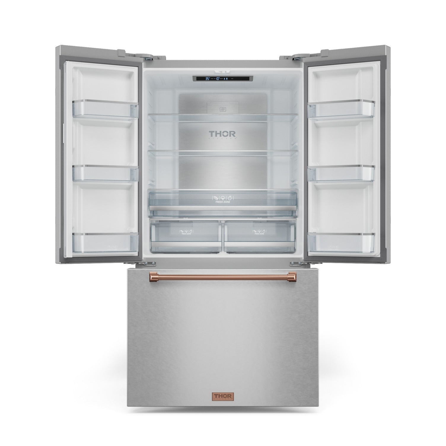 Thor Kitchen - Gordon Ramsay Collection 36" 20.3 Cu. Ft. Stainless Steel Counter-Depth French Door Refrigerator with Ice Maker - RF3621CTD99-RSG