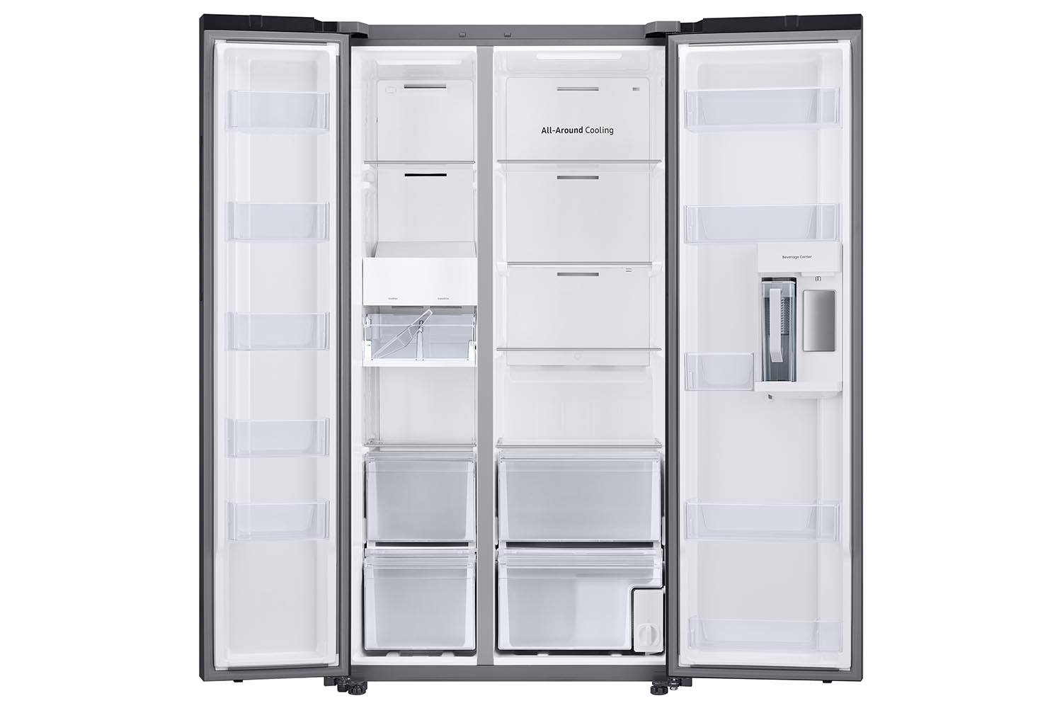 Samsung BESPOKE 36" 22.6 Cu. Ft. White Glass Side-by-Side Refrigerator with Beverage Center - RS23CB760012AA