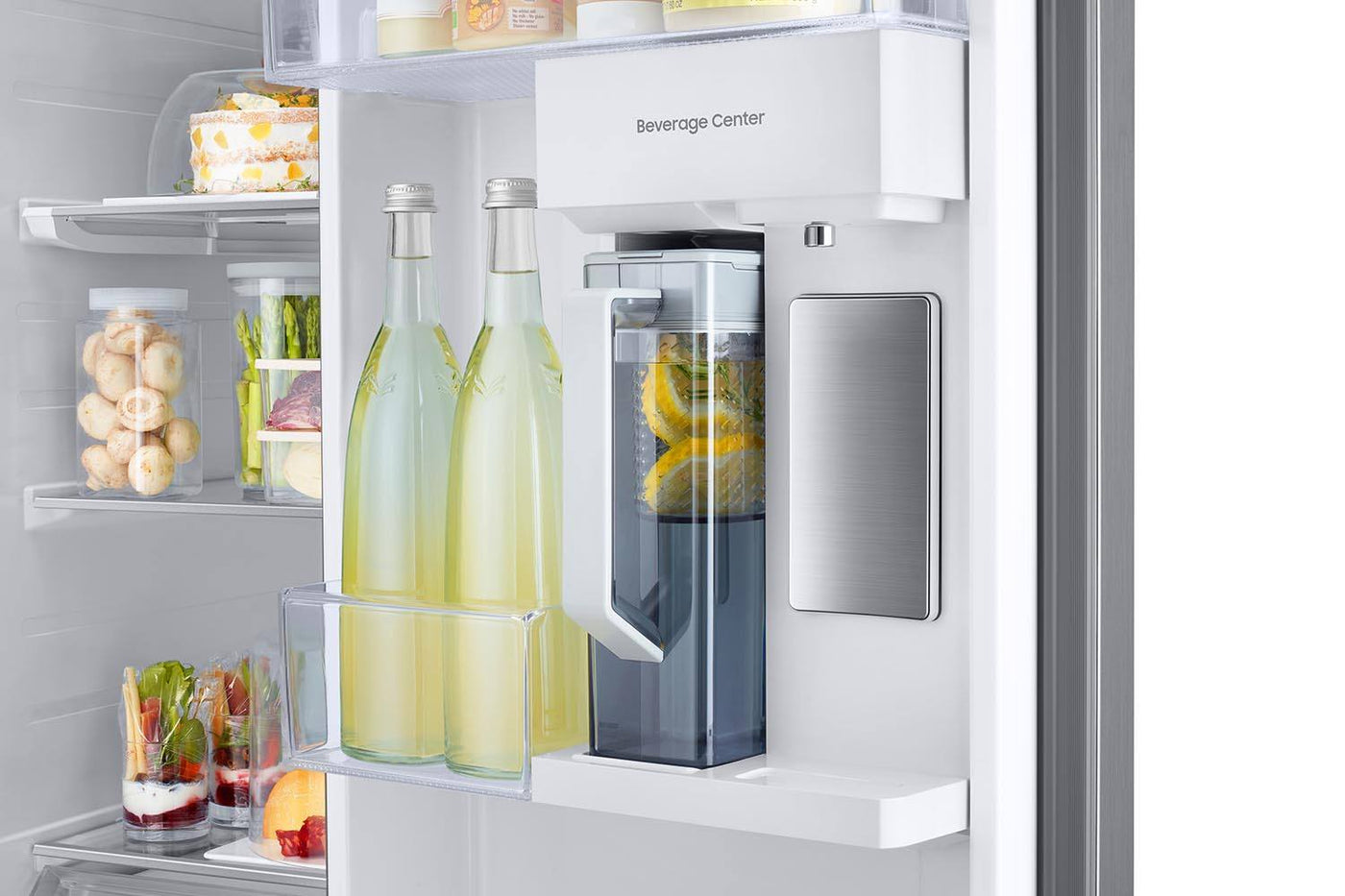 Samsung BESPOKE White Glass 36" Side-by-Side Refrigerator with Beverage Center (22.6 cu.ft) - RS23CB760012AA