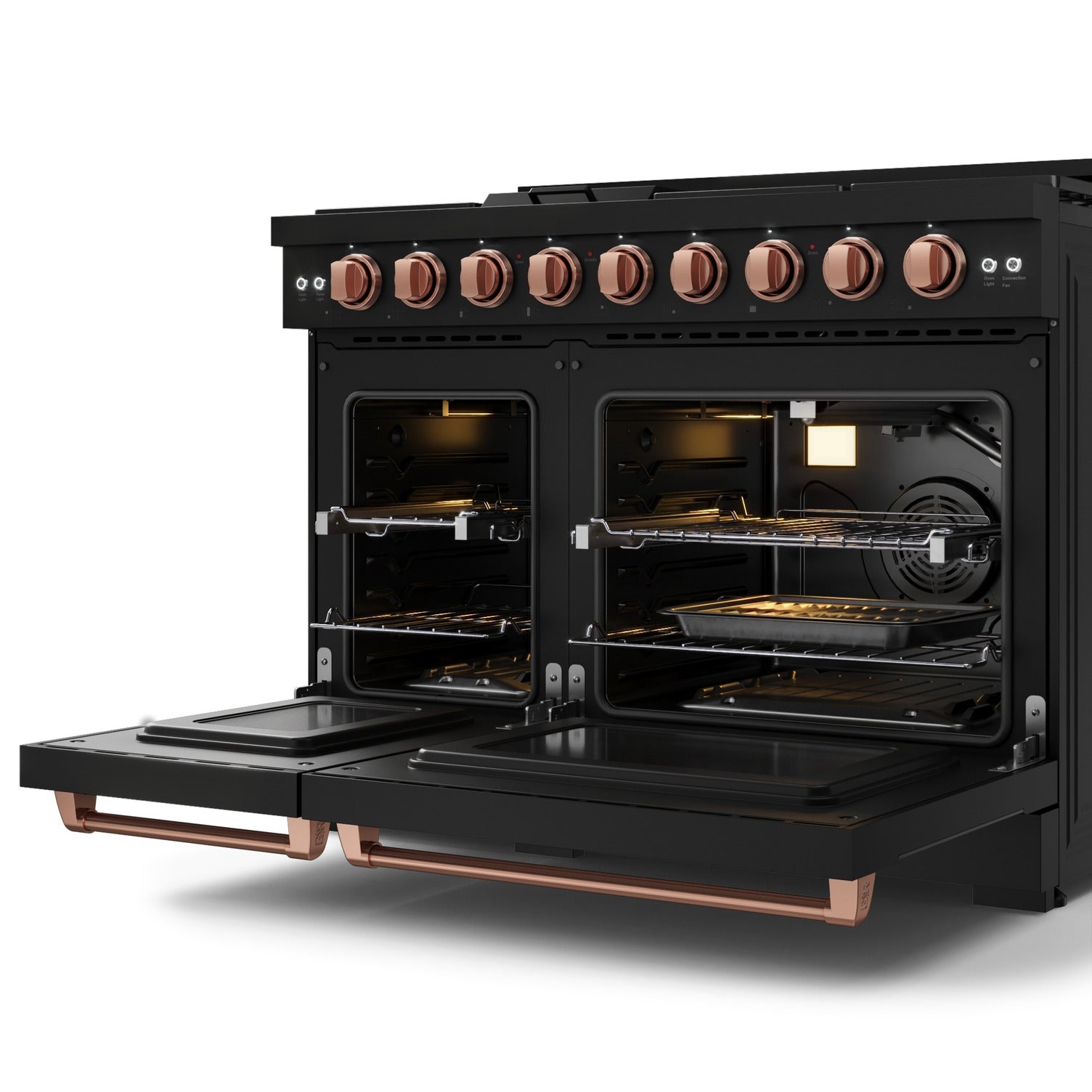 Thor Kitchen Black Stainless Steel Freestanding Professional Double Oven Gas Range|Gordon Ramsay Series (7 cu.ft.) - RSG48EB-RSG