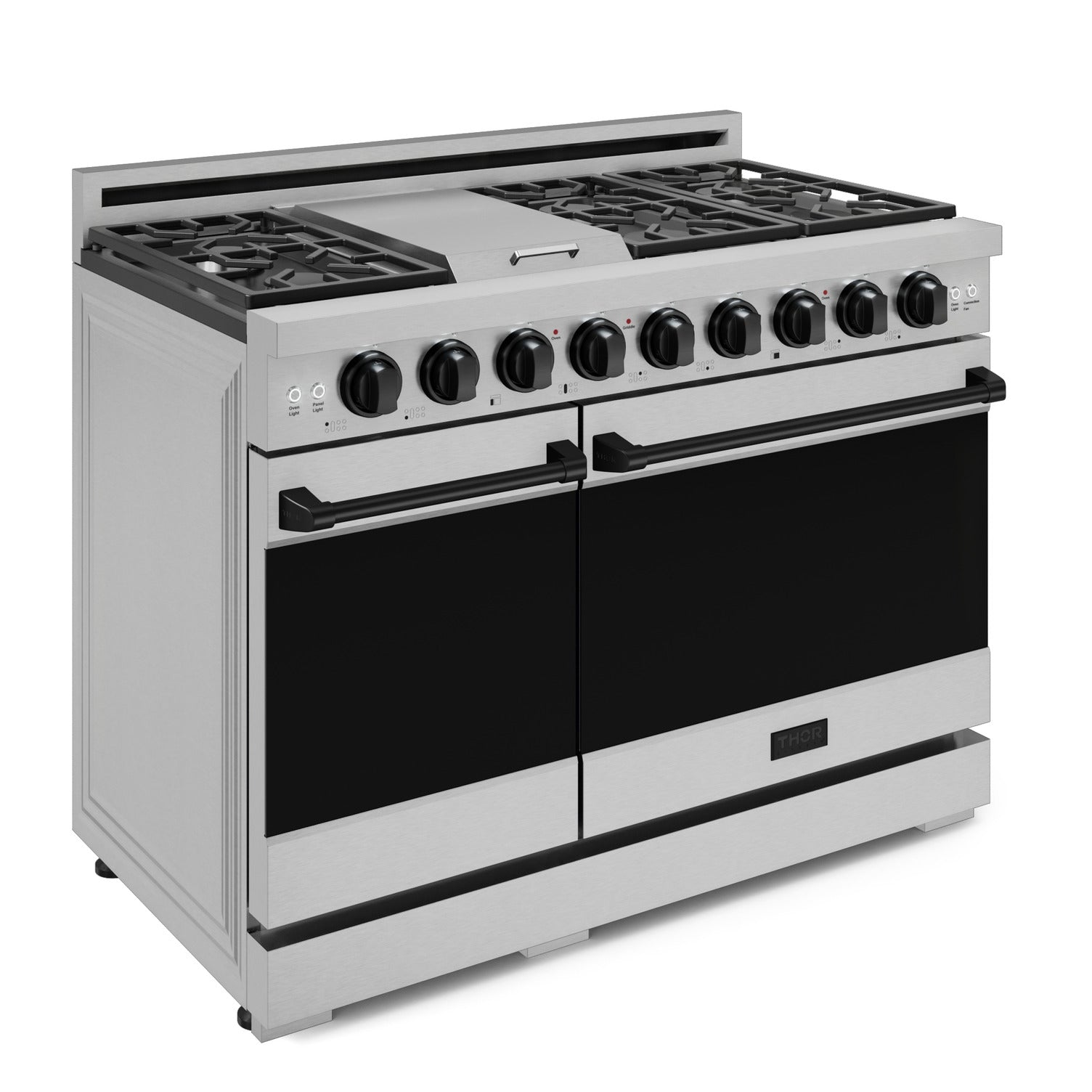Thor Kitchen Stainless Steel Freestanding Professional Double Oven Gas Range|Gordon Ramsay Series (7 cu.ft.) - RSG48E-BLK