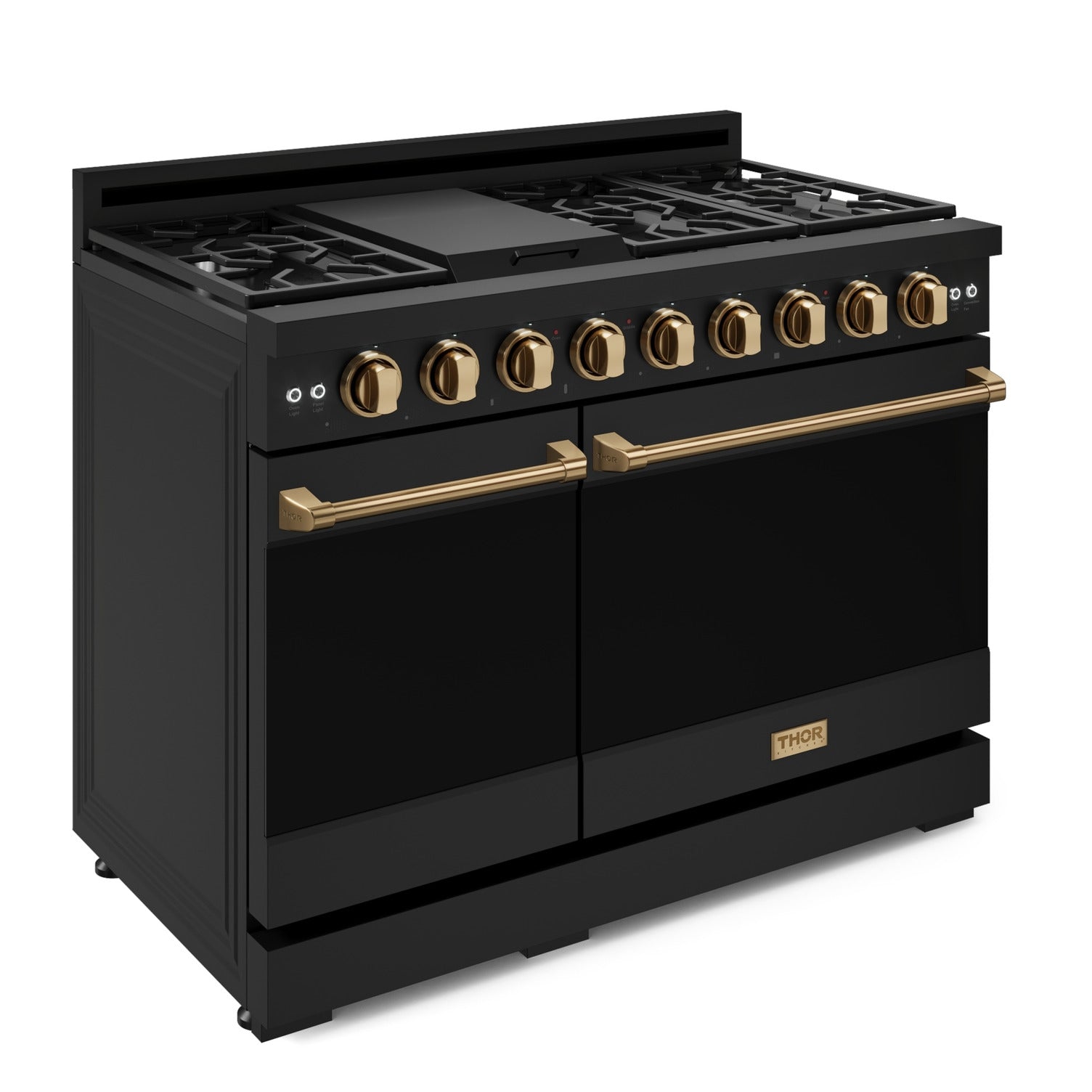 Thor Kitchen Black Stainless Steel Freestanding Professional Double Oven Gas Range|Gordon Ramsay Series (7 cu.ft.) - RSG48EB-BRZ