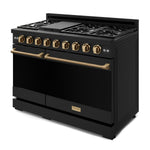 Thor Kitchen Black Stainless Steel Freestanding Professional Double Oven Gas Range|Gordon Ramsay Series (7 cu.ft.) - RSG48EB-BRZ