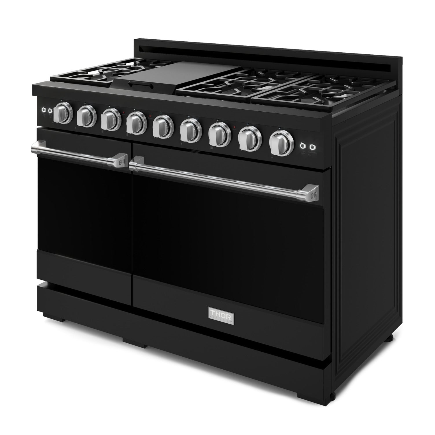 Thor Kitchen Black Stainless Steel Freestanding Professional Double Oven Gas Range|Gordon Ramsay Series ( 7 cu.ft.) - RSG48EB-SS