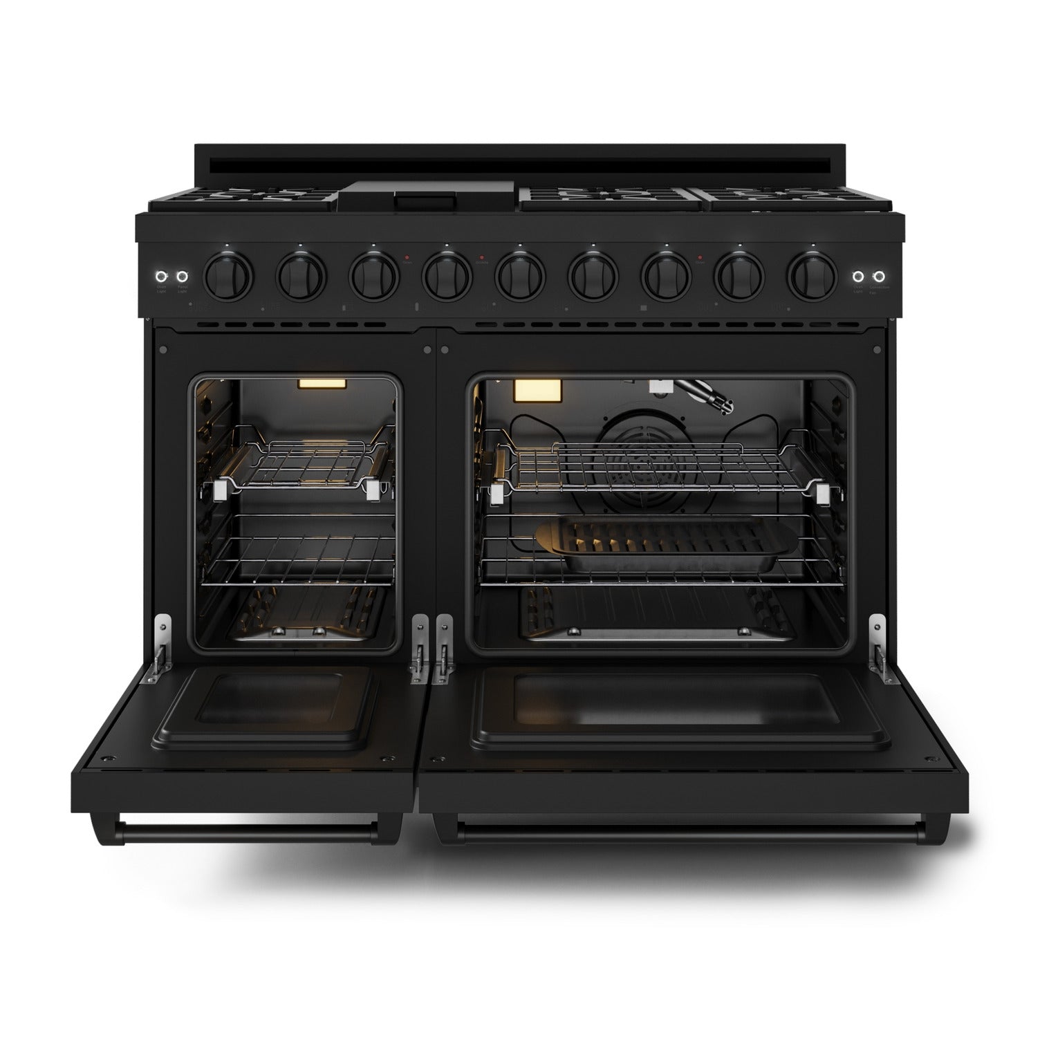 Thor Kitchen Black Stainless Steel Freestanding Professional Double Oven Gas Range|Gordon Ramsay Series (7 cu.ft.) - RSG48EB