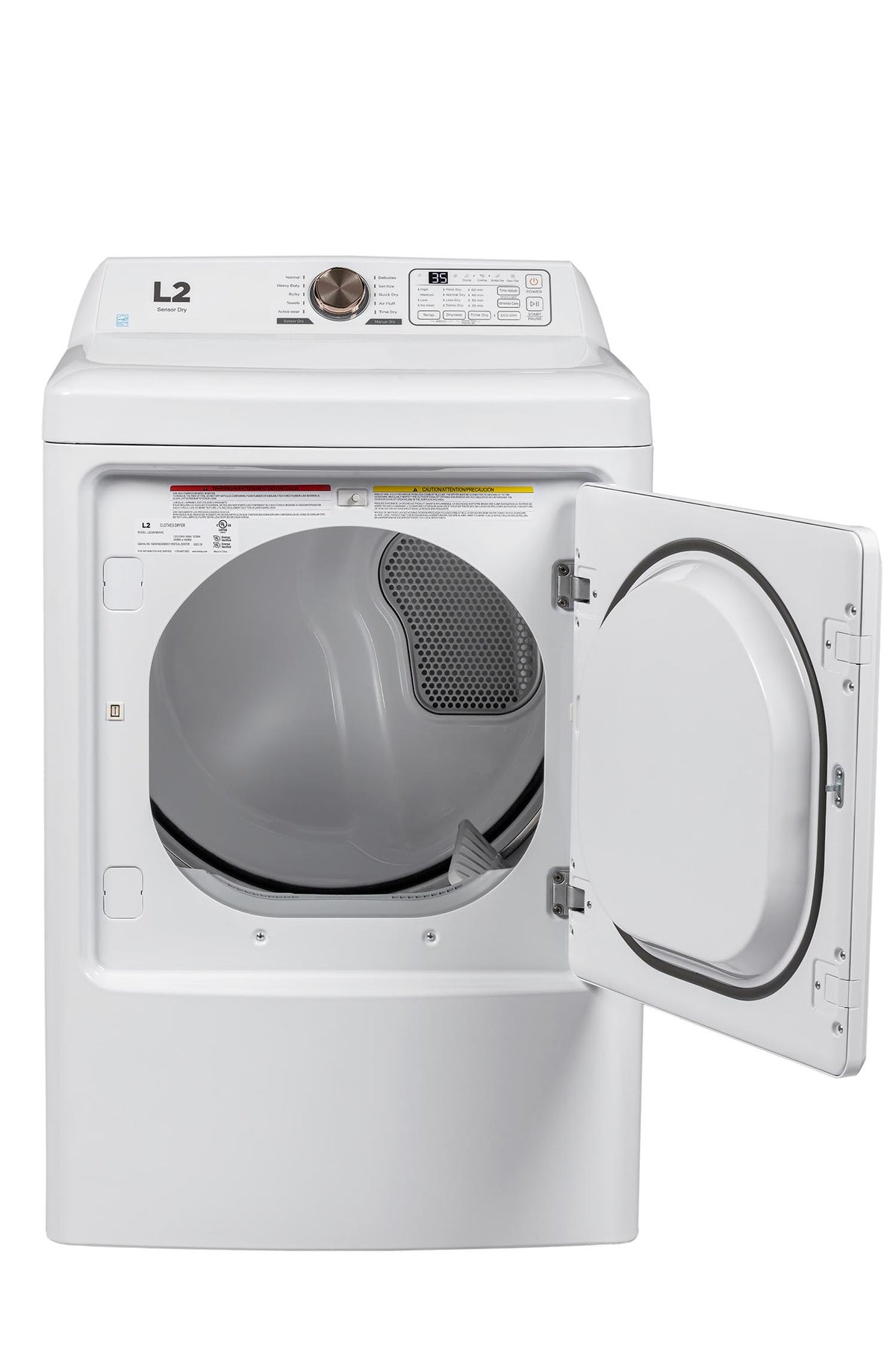 L2 White Electric Dryer with French Display (7.5 Cu. Ft) LE52N1BWWCFR