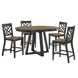 Addie 5-Piece Counter Height Dining Set with Lattice-Back Stools - Brown