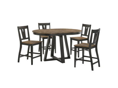Addie 5-Piece Counter Height Dining Set with Splat-Back Stools - Brown