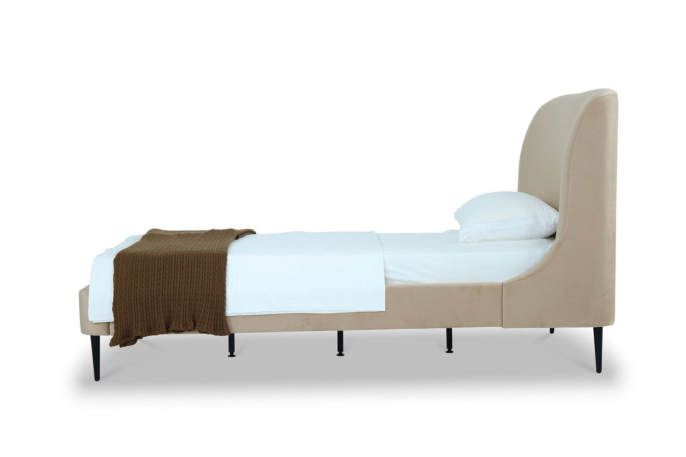 Stege Twin Bed - Taupe with Black Legs