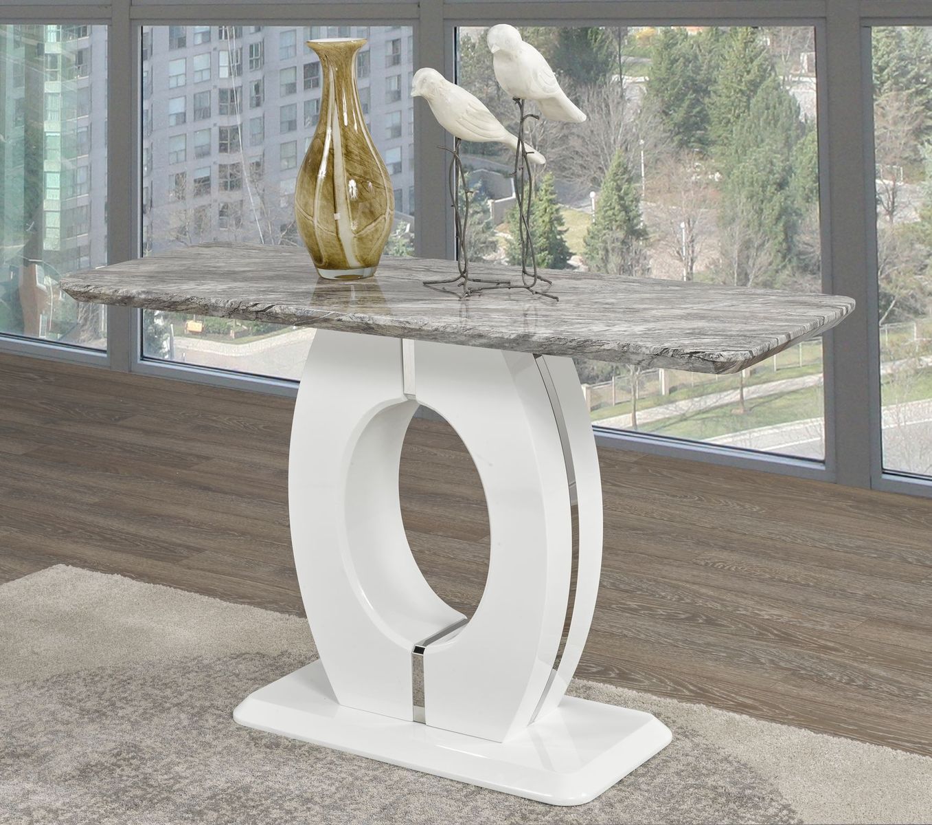 Salentino Sofa Table - Antique White and Grey