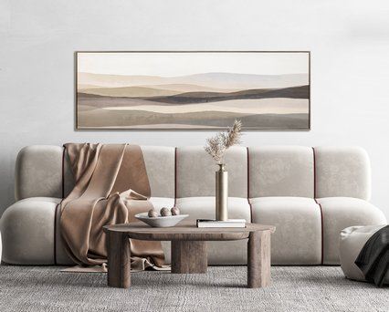 Mountains in Beige Wall Art - Light Brown/Beige - 60 X 21
