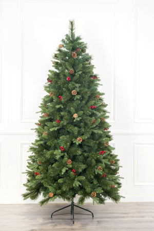Visby 6 Ft Slim Scotch Pine Christmas Tree Pre-lit with Dual-color LED Lights. - Warm White/Multi-Colour