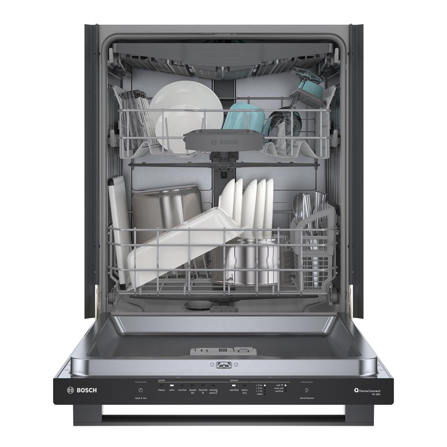 Bosch Black Stainless Steel Anti Fingerprint 24" Smart Dishwasher with Home Connect, Third Rack - SHX5AEM4N