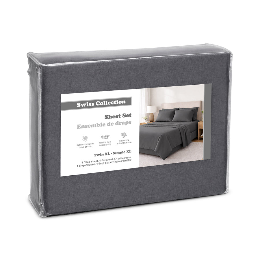 Cotton House 100 Cotton Twin XL Sheet Set - Grey