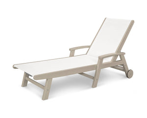 POLYWOOD® Coastal Wheel Chaise - Sand/White