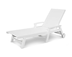 POLYWOOD® Coastal Wheel Chaise - White/White
