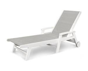 POLYWOOD® Coastal Wheel Chaise - White/Metallic