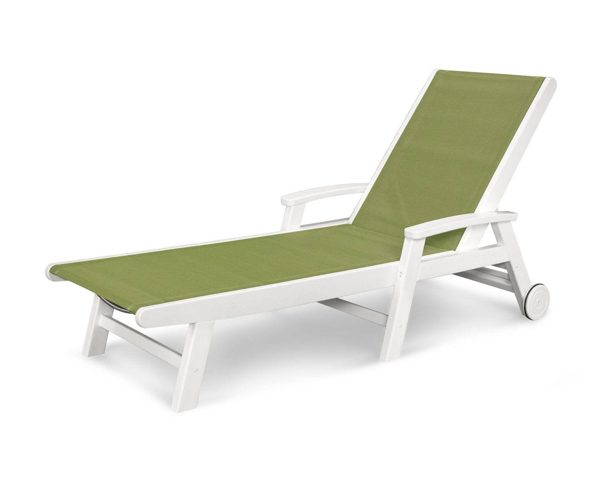 POLYWOOD® Coastal Wheel Chaise - White/Kiwi
