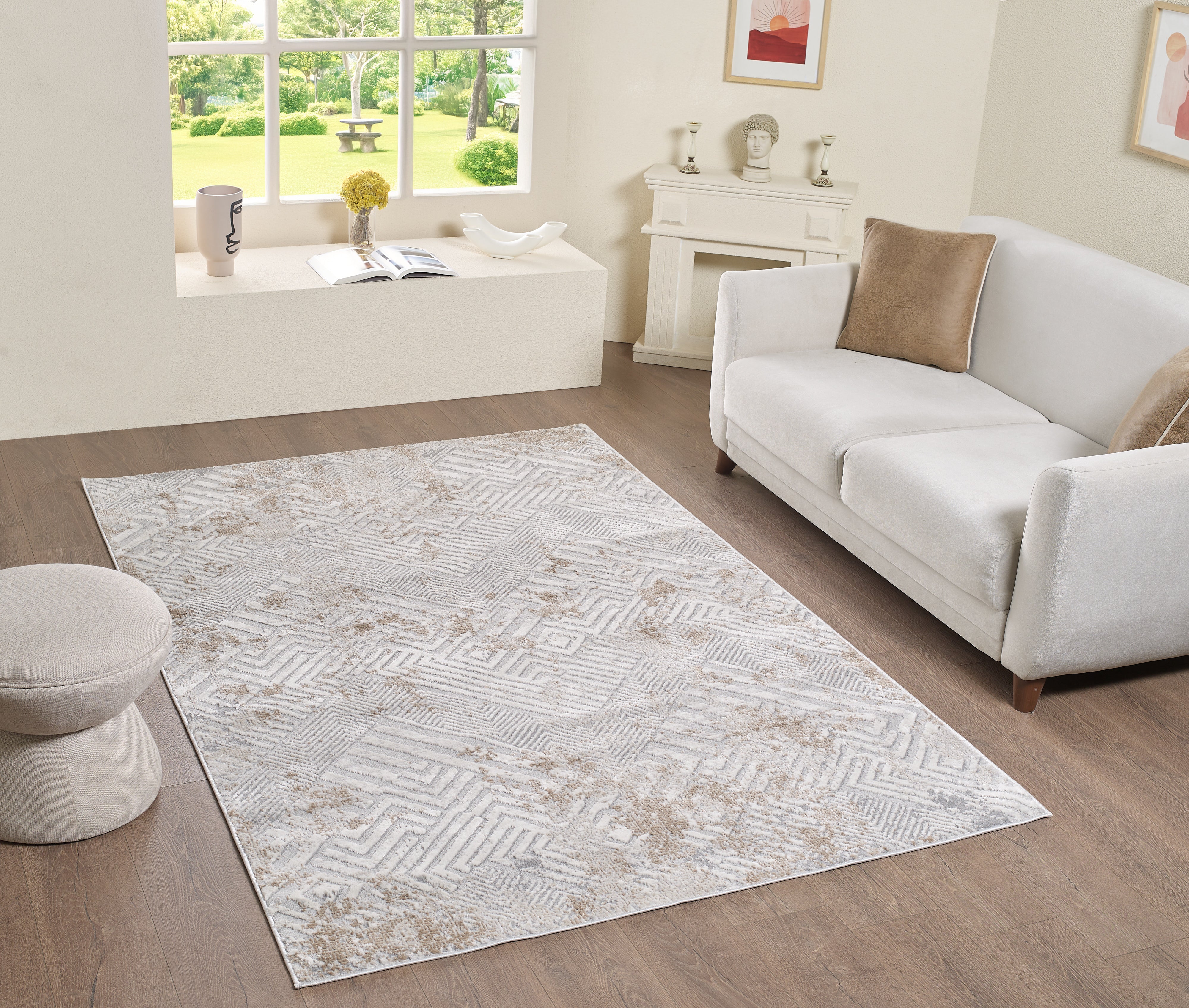 Merinos Symphony 7'8" x 10'8" Area Rug - Light Grey, Beige